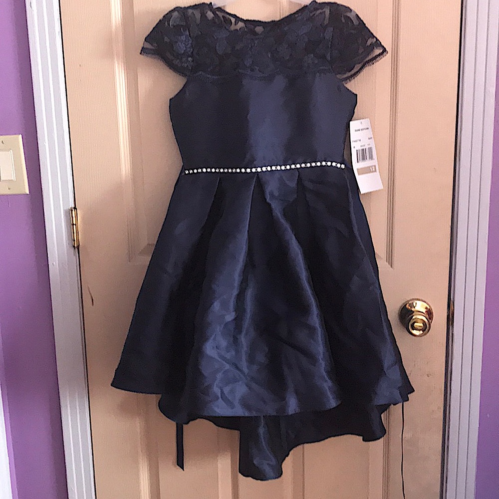 Navy Blue High-Low Dress